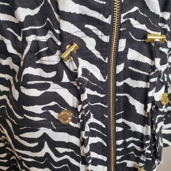 Calvin Klein Linen Zebra Print Anorak Jacket - Picture 6 of 10